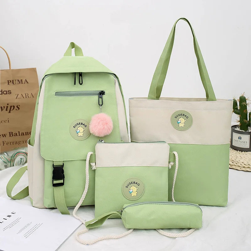 

Школьные ранцы для девочек-подростков, 4 комплекта, рюкзак, дорожная сумка на плечо для подростков, детский портфель, женский рюкзак