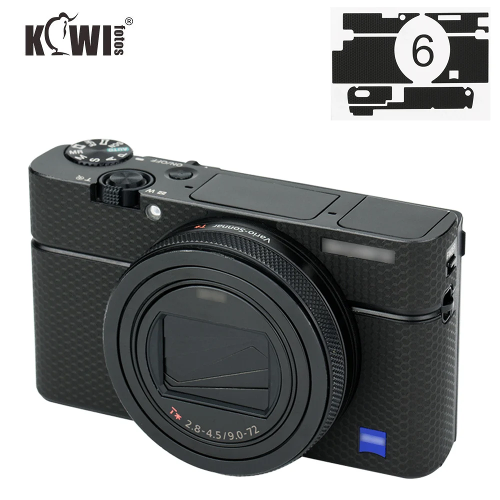 

KIWIFOTOS Anti-Scratch Camera Body Cover Skin Film Kit For Sony RX100 VI 3M Sticker Grip Holder Skin Guard Shield Matrix Black