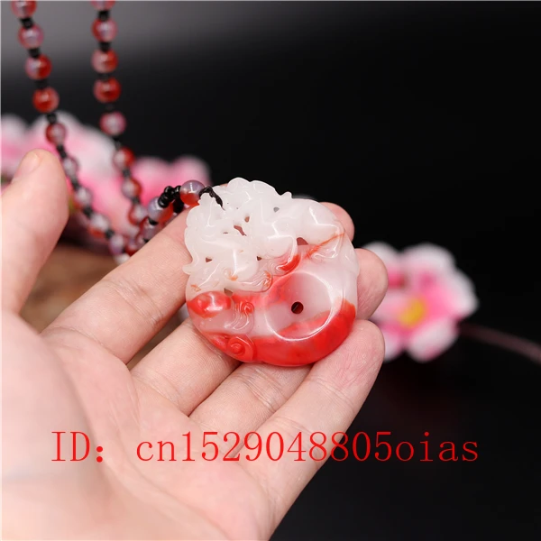 Натуральный красный белый китайский Нефритовый дракон кулон ожерелье Pixiu Charm Jadeite