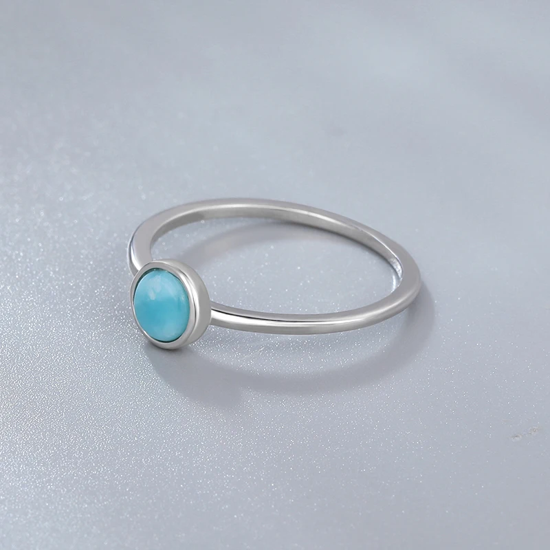 Женское кольцо с ларимаром из стерлингового серебра 925 пробы круглыми