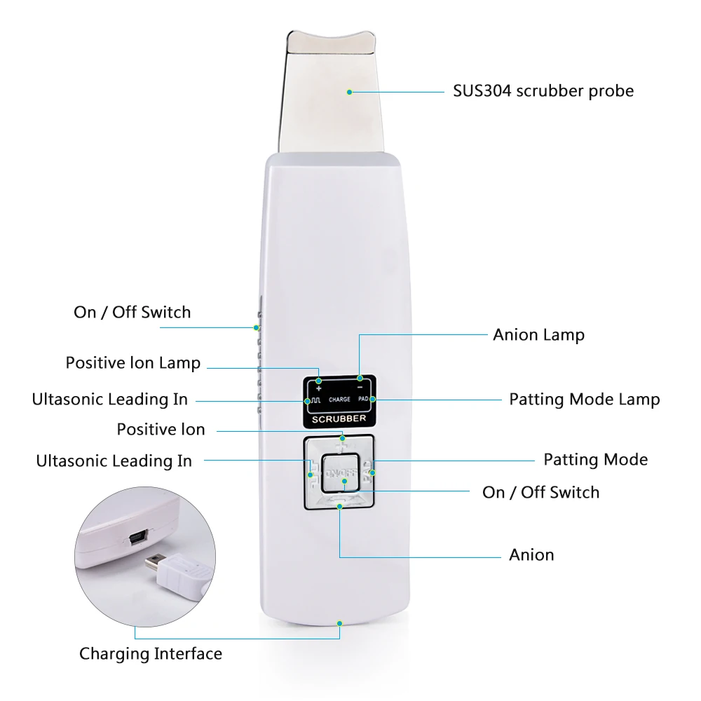 Ультразвуковая очистка лица ионная кожи глубокое очищение пилинг