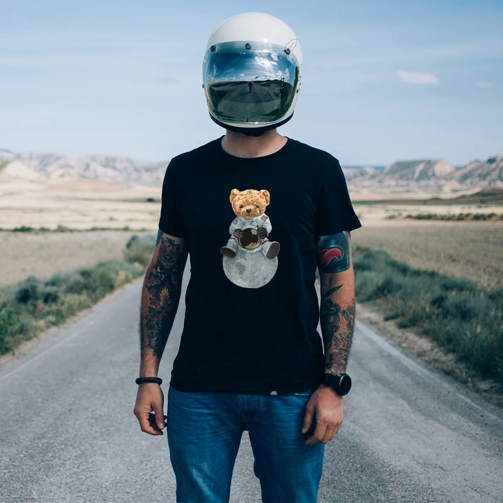 

Astronautes Cotton Bear Printed Tshirt Streetewear Soft Quality Fashion Tee Man Women O Neck Short Sleeves Fabric S-4XL Clothing