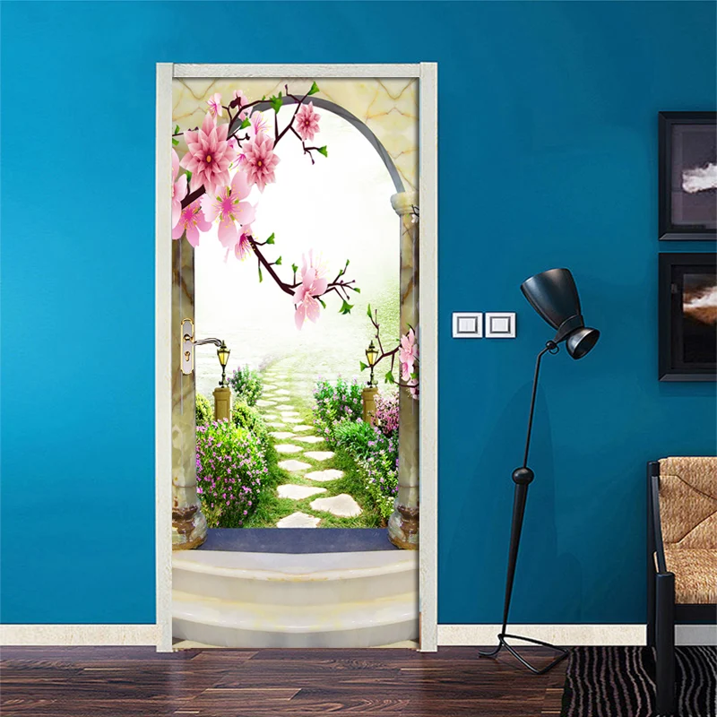 Мраморная АРКА наклейки для дверей сада 3D самоклеящиеся водонепроницаемые ПВХ