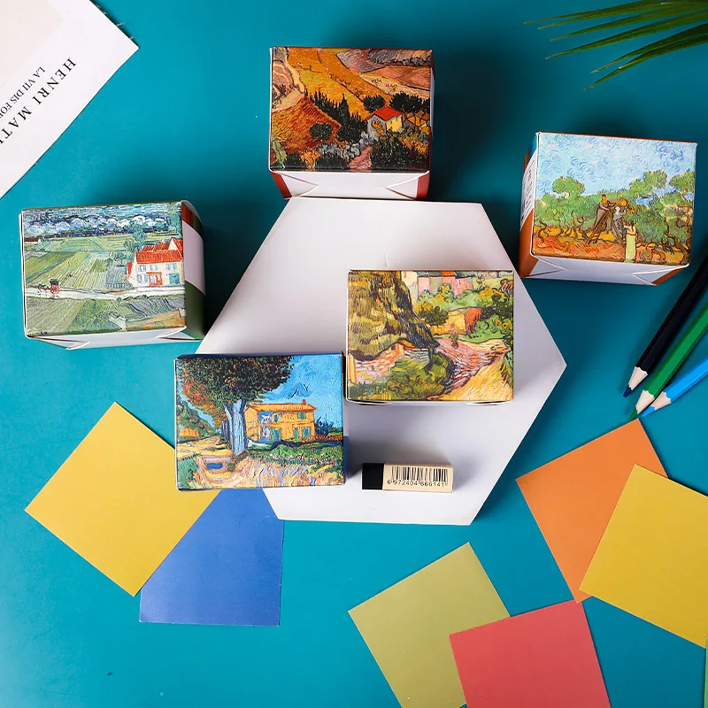 

230 Sheets Creative Landscape Memo Pad Student Message Solid Color Paper Scrapbook Material School Supply Notes Bookmark