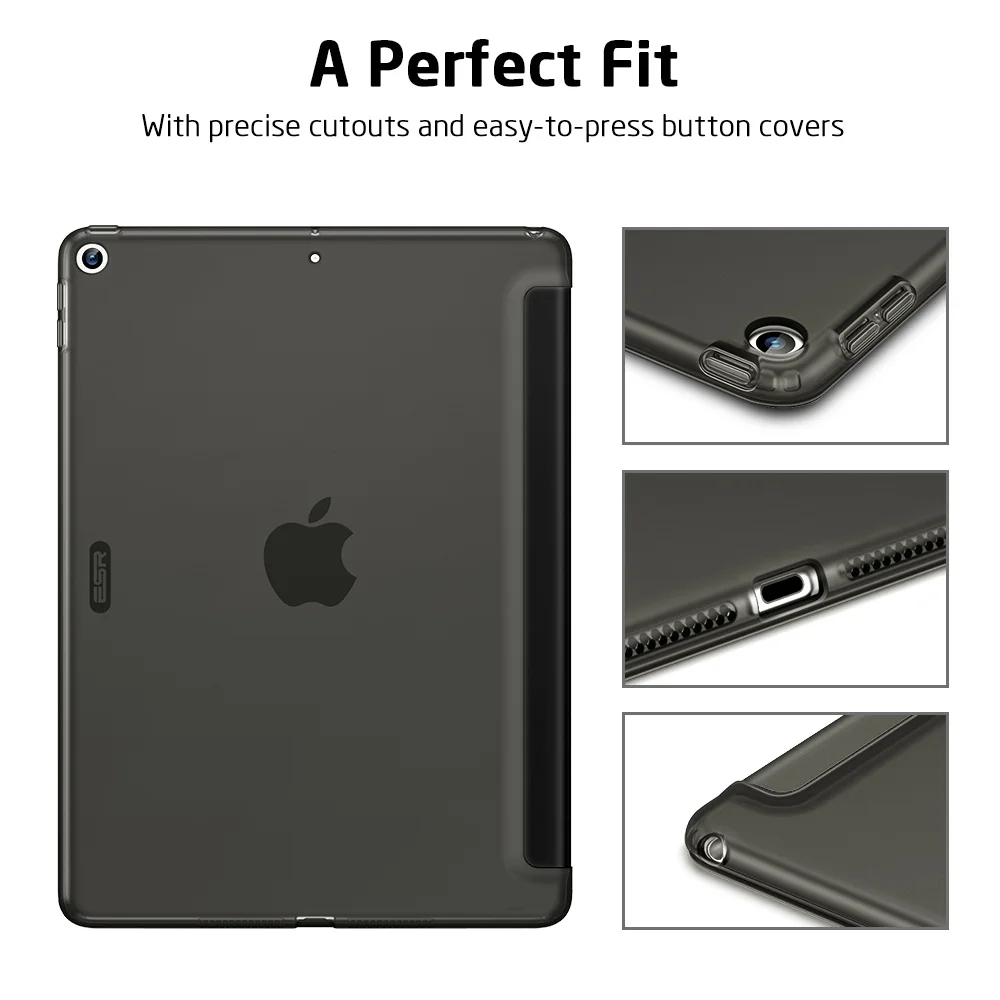 Тонкий умный чехол ESR Rebound для iPad 7th Gen, гибкий чехол из ТПУ с прорезиненным покрытием, чехол-накладка для iPad 7 10," Folio