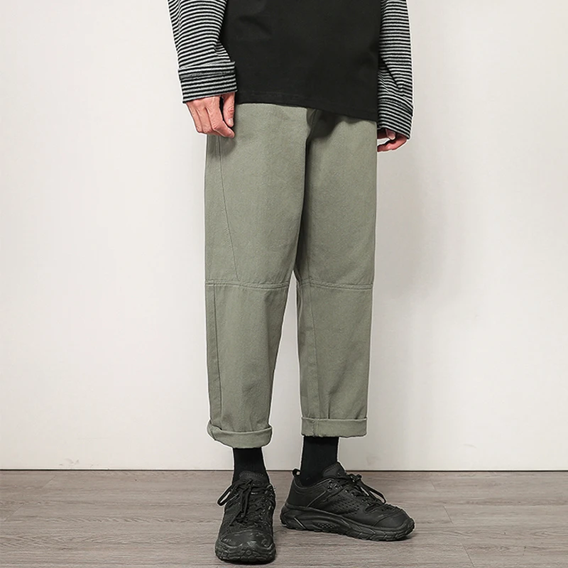 

SOUL OF TIGER European Fashion New Spring Pantalons Mens Vintage Solid Trousers Male Casual Harem Pants Punk Style Streetwear