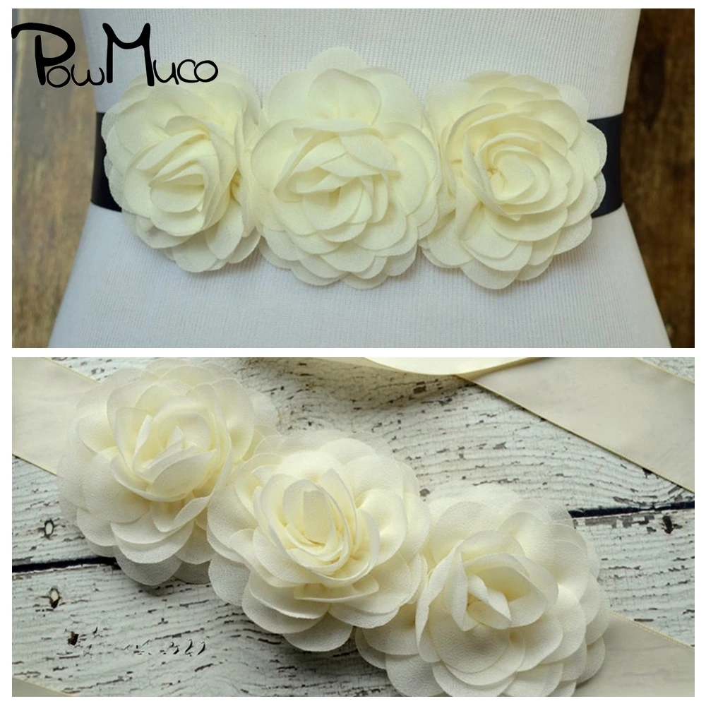 

Powmuco 1 PCS Solid Color Handmade Flowers Maternity Belts Fashion Bridesmaids Dress Sash DIY Wedding Decoration Photo Props
