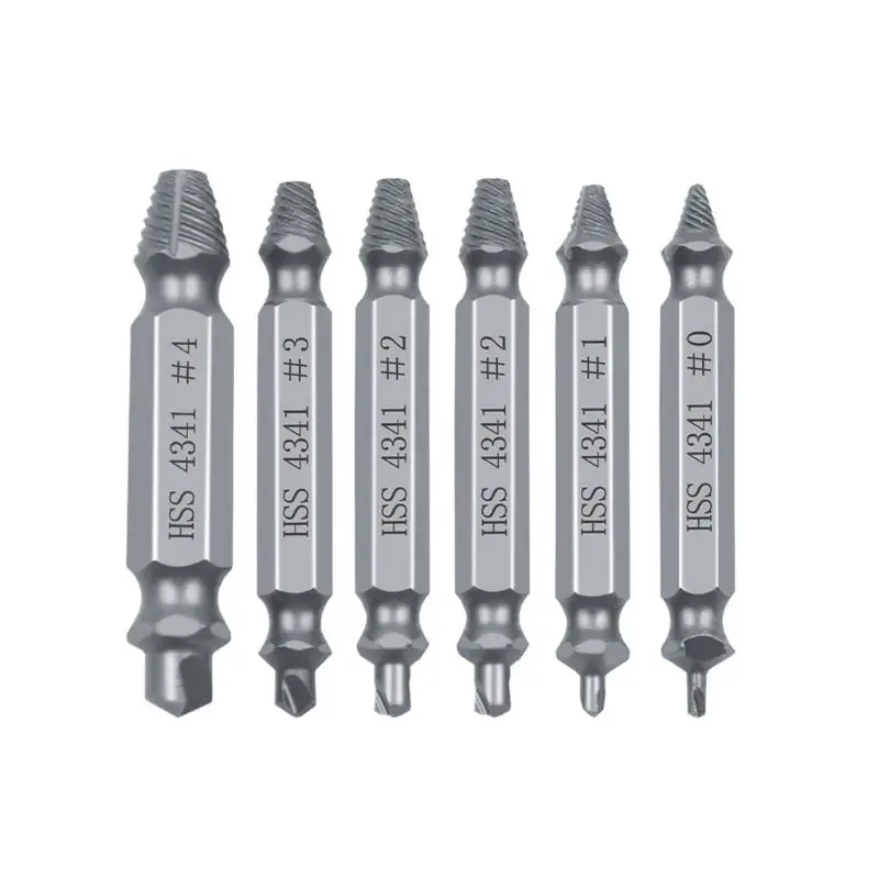 

6pcs/set HSS Screw Extractor Drill Bit Broken Damaged Bolt Remover Removal Easy Out Stripping Tool