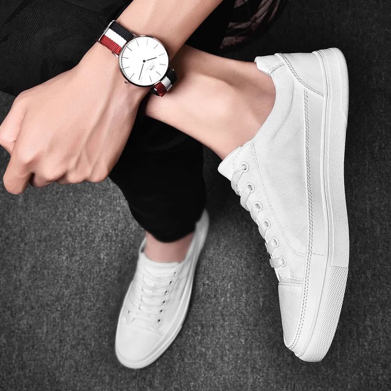 Genuine Leather Shoes Men Sneakers White Man Casual Cow Male Footwear Outdoor Fashion Flats | Обувь