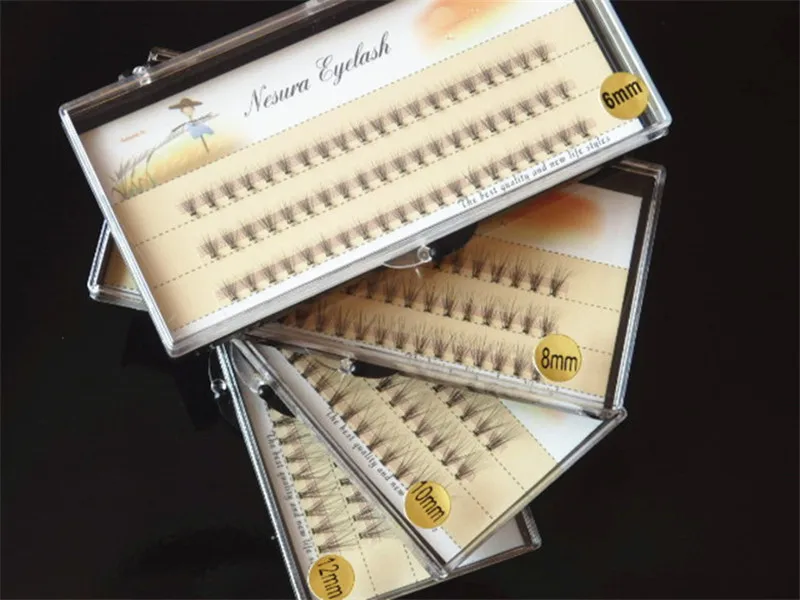 Мода 60 шт Профессиональные макияжи отдельных кластеров ресницы 6/8/10/12 мм прививка