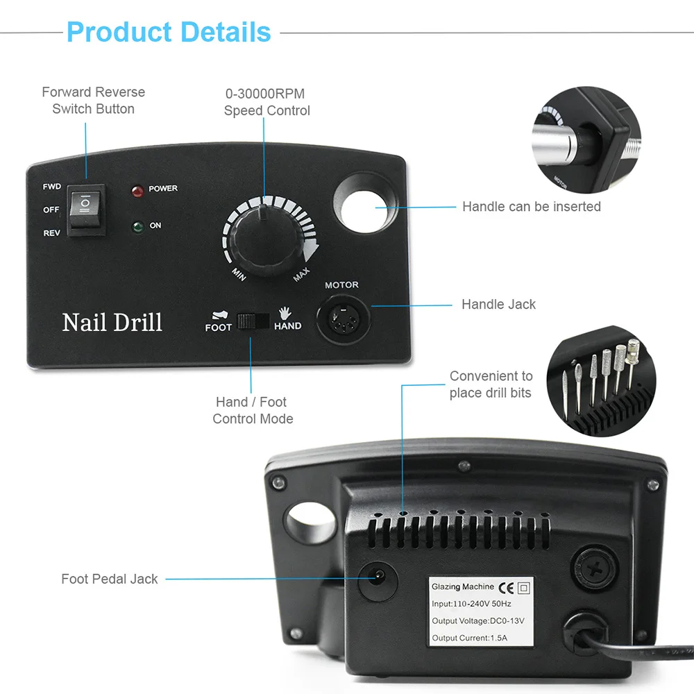 35000 об/мин маникюрный станок дрель для ногтей машина маникюра педикюра