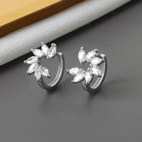 kofsac new trendy silver color earrings for women sweet cute horse eye zircon flower earring jewelry girl party accessories gift
