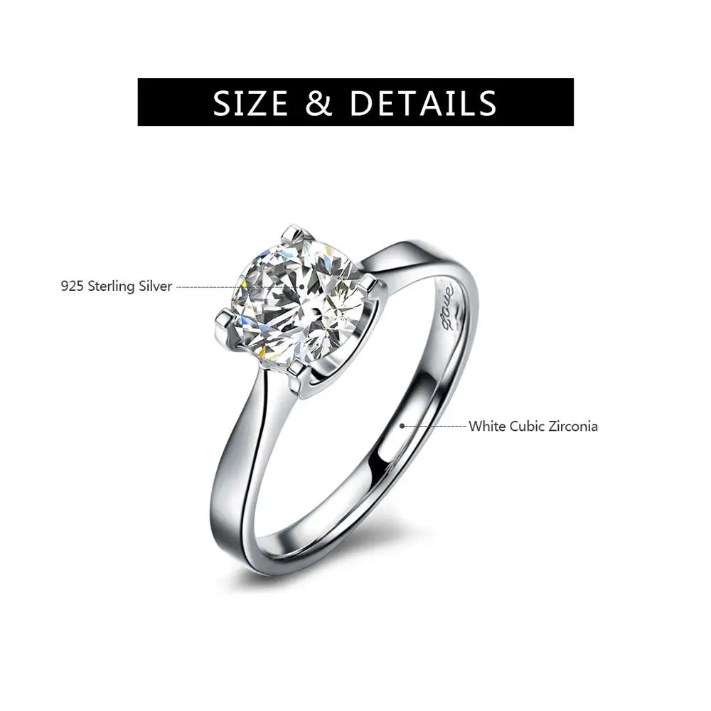 E кольца из стерлингового серебра 925 пробы женское простое классическое