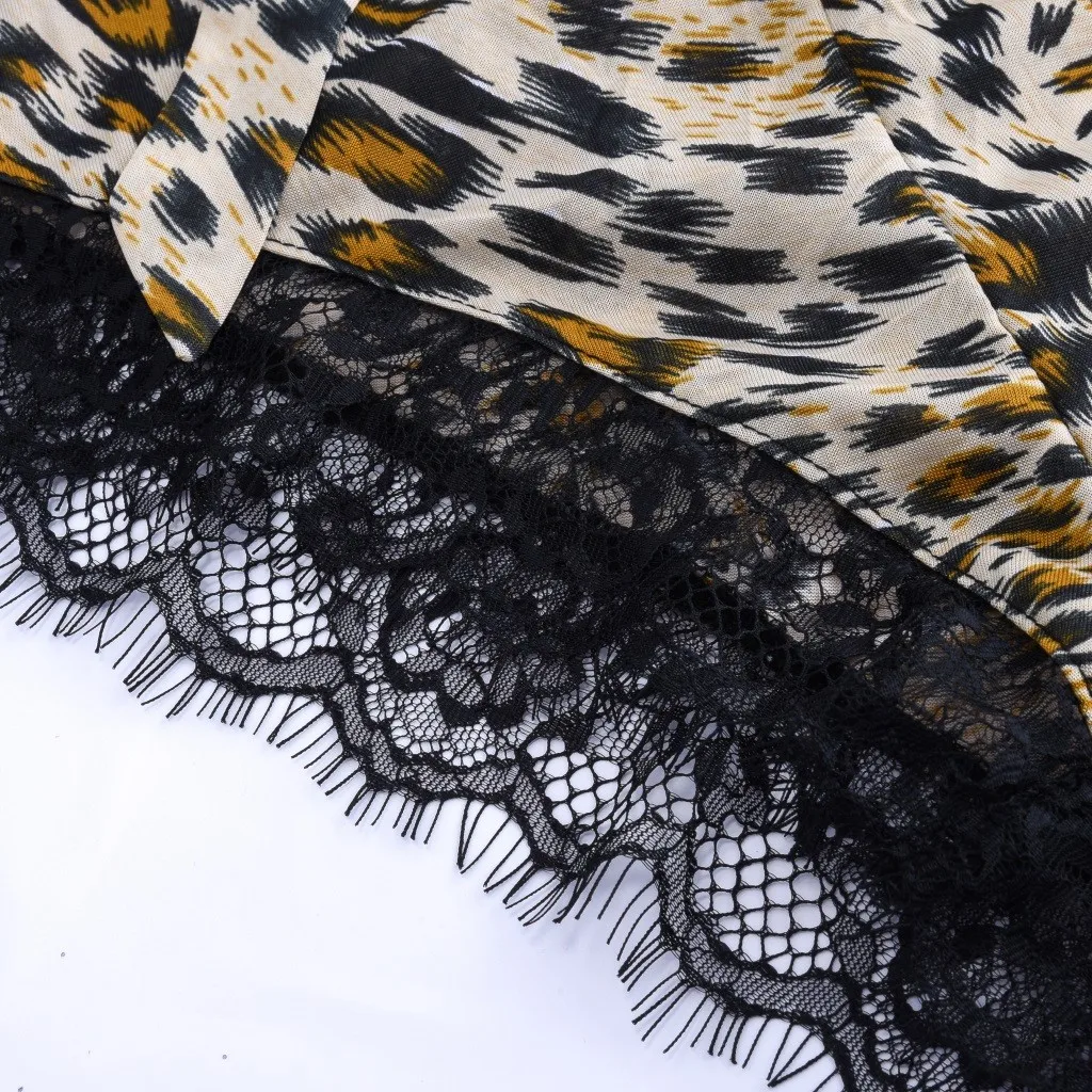 Women Lace Leopard Print Sexy Lingerie Pajamas Halter Backless Teddy Bandage Bodysuit Costumes Erotic Underwear Sex Clothes |