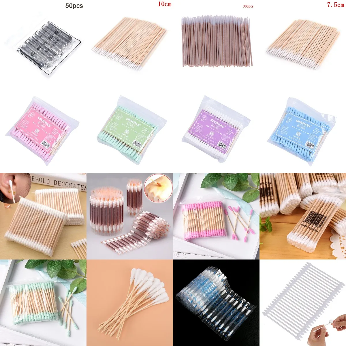 

Double Head Cotton Swab Bamboo Sticks Cotton Swab Disposable Buds Cotton For Beauty Makeup Nose Ears Cleaning 20/50/100/300pcs