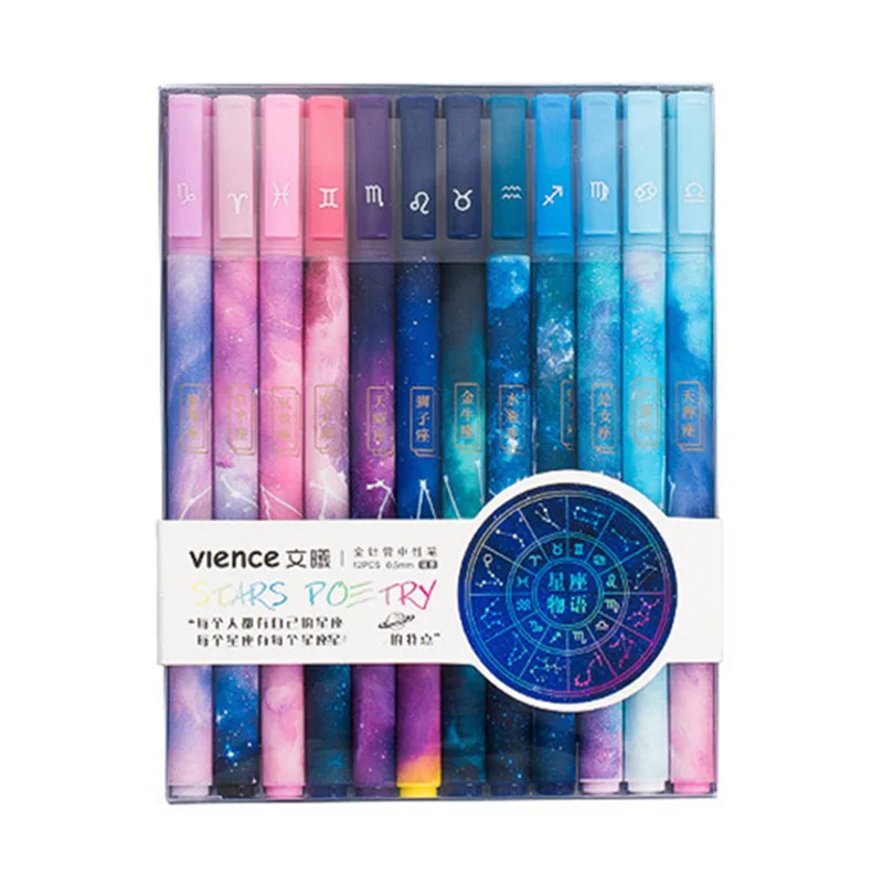 

12pcs Kawaii Constellation Gel Pen Set 0.5mm Starry Black Ink Pen for Girl Gift Stationery Office School Writing Supplies Pen