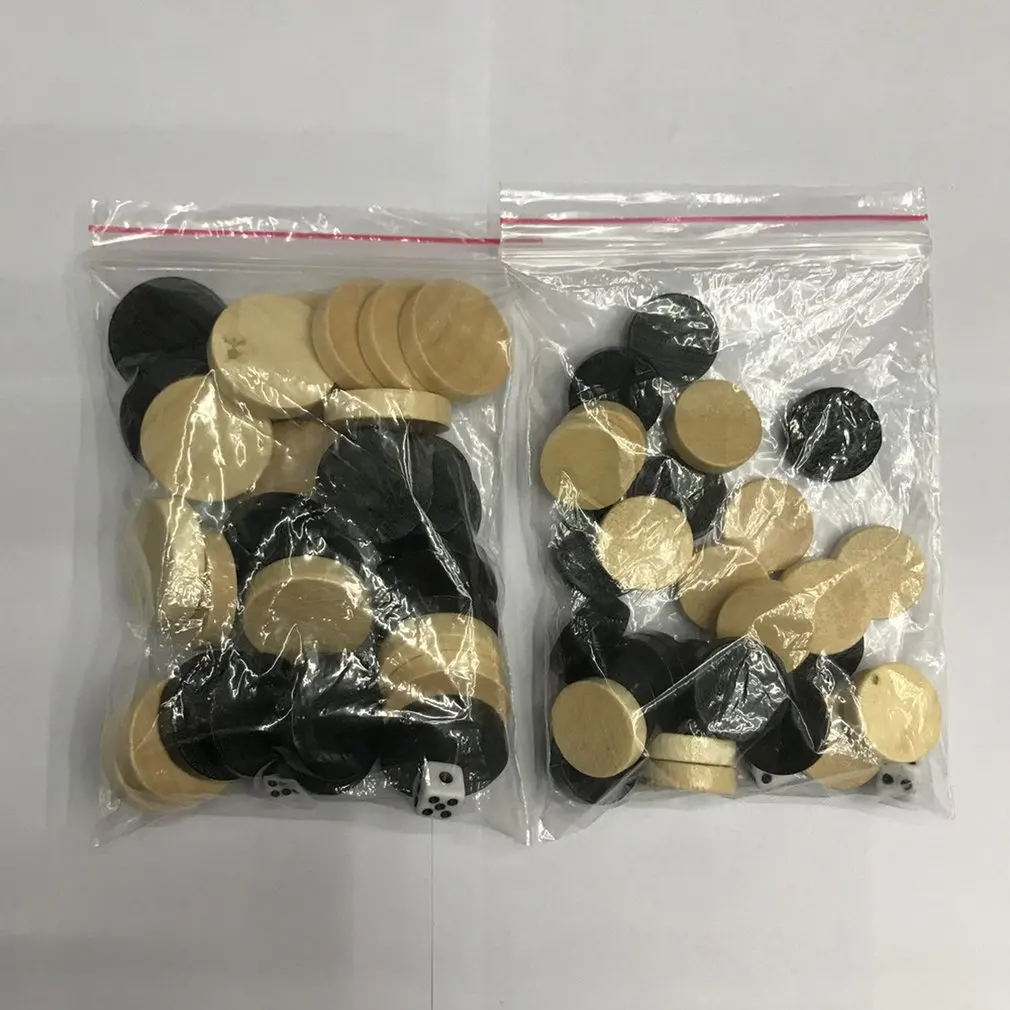 

Natural Wooden Chess Draughts & Checkers & Backgammon Chess Piece for Kids Board Game Learning Camping