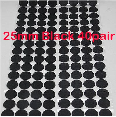 25mm black 40pair Сильный само липучками клейкая лента 10/15/20/25/30 мм липучками горошек Стикеры на застежке-липучке; цвет белый, черный; Круглый нейлон грудь лента 50P - Цвет: 25mm black 40pair