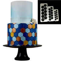 3 piece set of hexagonal geometric fondant biscuit molds cake decoration tools kitchen baking accessories gadgets