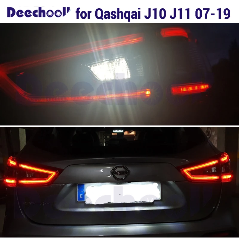 

Светодиодные фонари Canbus для Nissan Qashqai J10 J11, белые фонари заднего хода + безошибочные лампы для номерного знака, наружные фонари 07-19