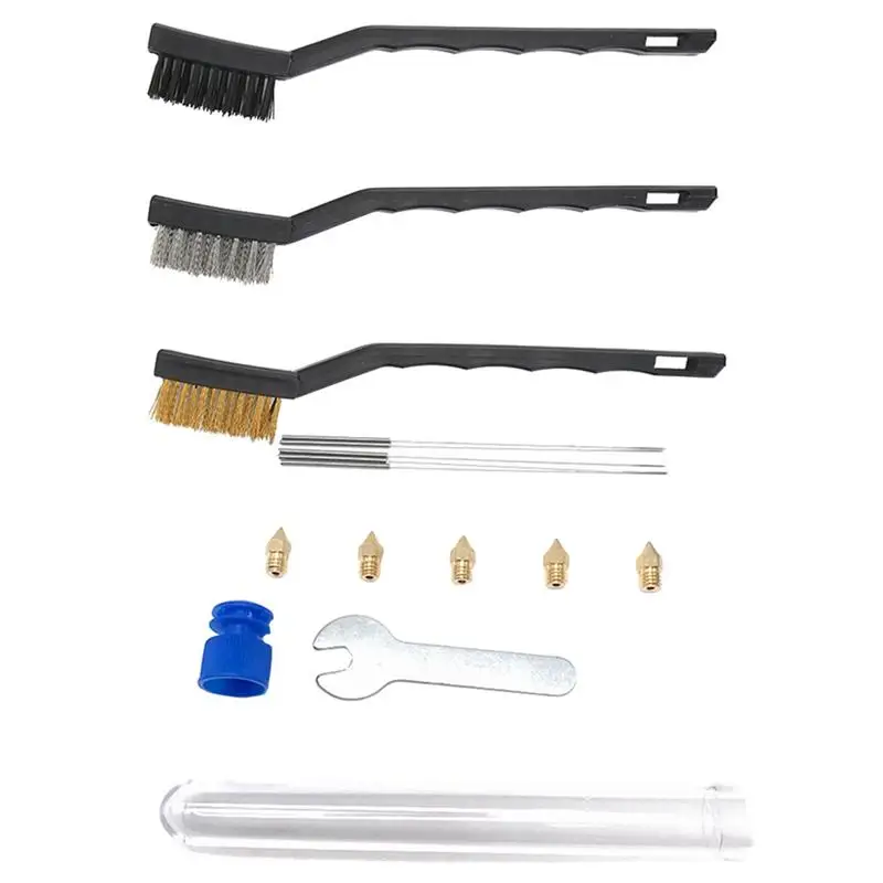 

1 Set 3D Printer Accessories 0.4mm Needles Brushes Wrench MK8 Nozzle and Tube