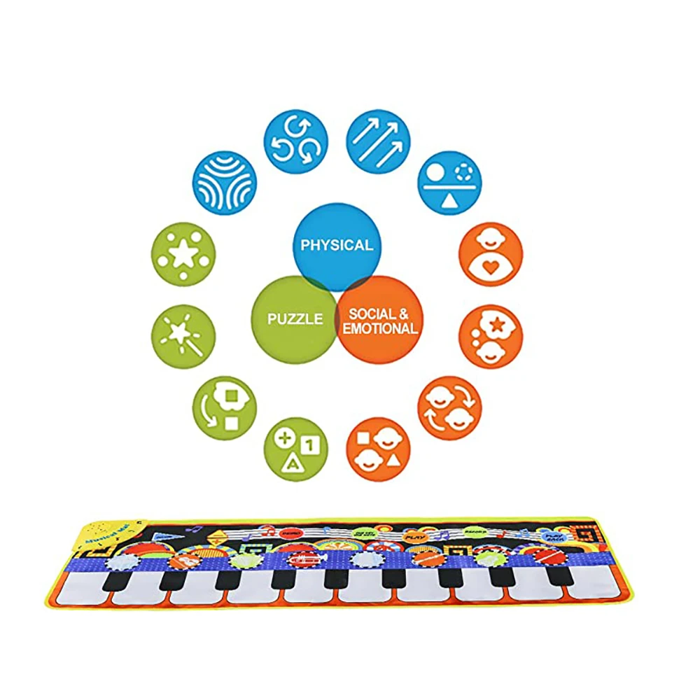 

Kids Piano Baby Electronic Music Piano Play Mat Multi-Function 8 Instruments Mode Musical Carpets Educational Toys Children