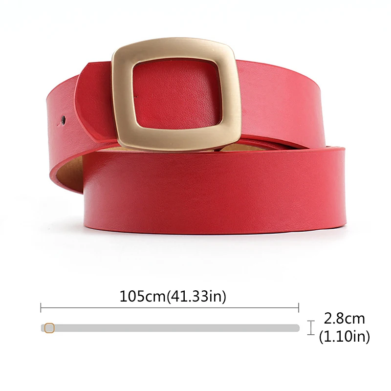 Женский ремень с квадратной пряжкой дизайнерский из искусственной кожи