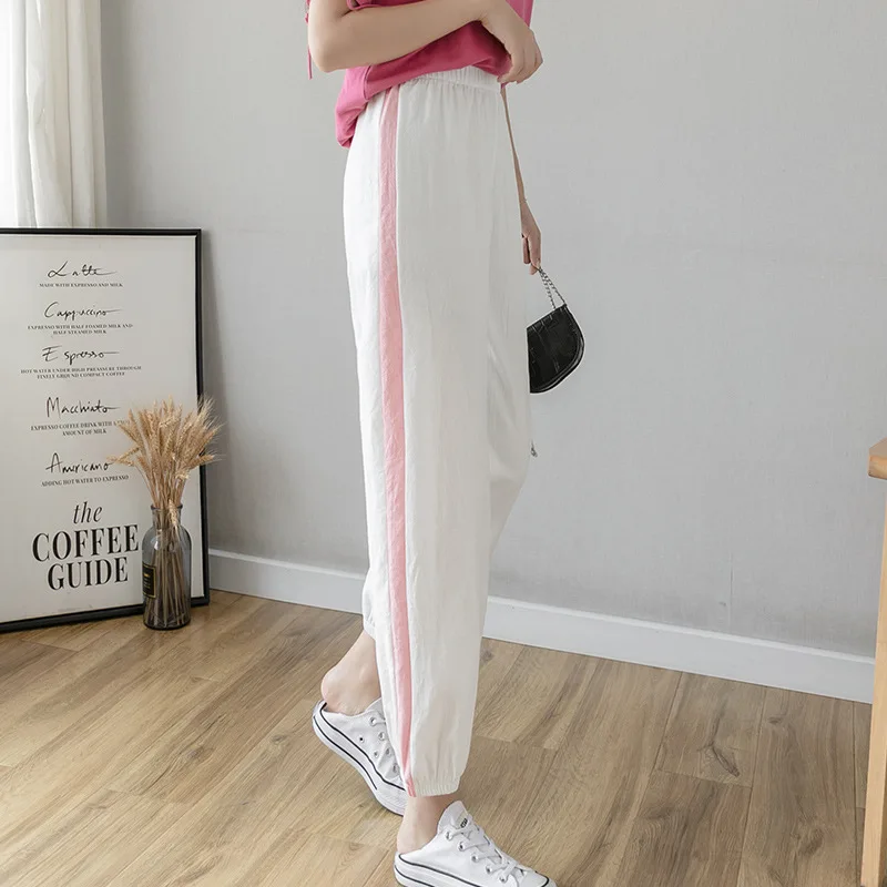 Brand Chic Loose Cotton Linen Pants Women Soft Harem Breathable Slim Ankle Length Korean Leisure Hallen Black | Женская одежда