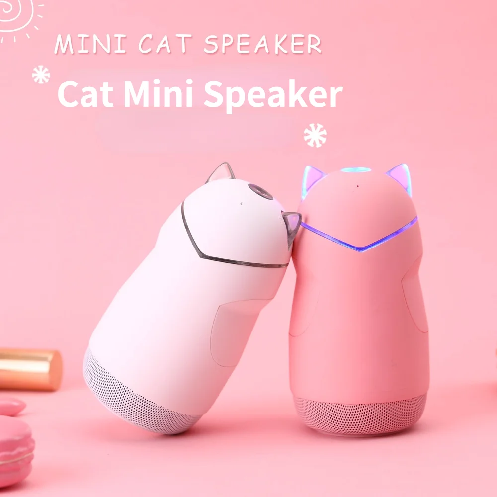 Portable Bluetooth Speaker Wireless Cartoon Mini Kitten Call Luminous Sound Creative Electronic Gift TF Card Speakers | Электроника