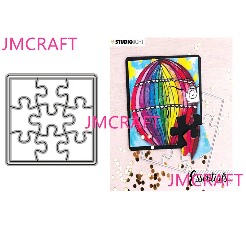 

JMCRAFT 2021 New Square Puzzle Decoration #3 Metal Cutting Dies DIY Scrapbook Handmade Paper Craft Metal Steel Template Dies