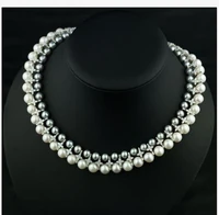 double trands 9 10mm south sea round white grey pearl necklace 1718