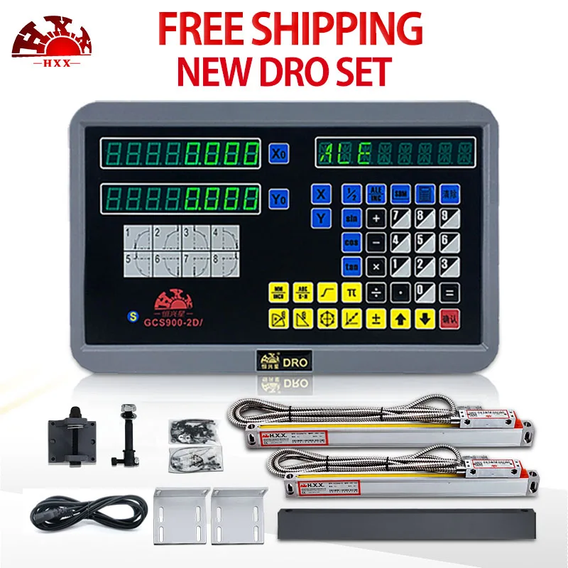 

HXX Linear Scale 2 Axis Digital Readout DRO Set Lathe Milling Machine Tools With 2 pieces Precision 5um Glass Optical Ruler