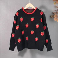 sweet fruit embroidery knit sweater autumn new womens long sleeved bottoming sweater loose korean style lazy knitted top 2021