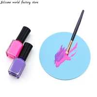 silicone world 1pcs silicone paint palette mat round foldable washable nail art stamping pad diy manicure nail art tools