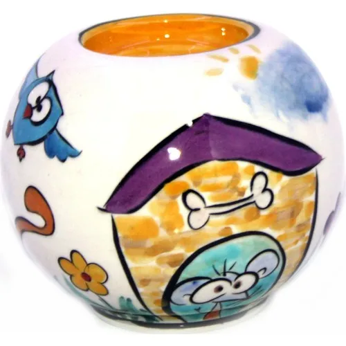 

Authentic China Blue Bird Yellow Daisy Porcelain Circle Candle holder