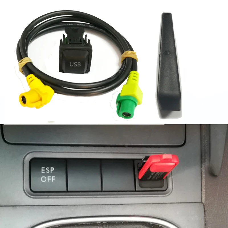 Автомобильный USB AUX переключатель кнопки жгута кабеля USB аудио адаптер RCD510 RCD310 USB кабель для VW Golf 5 6 Jetta MK5 GTI CC Polo Passat