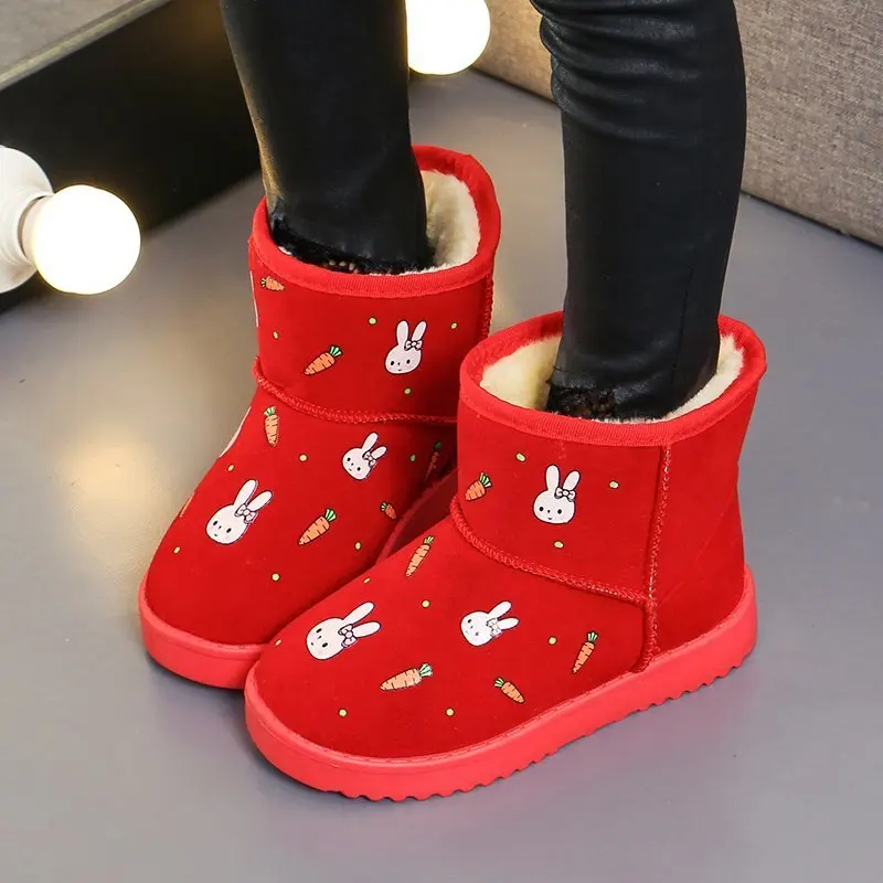 Зимние ботинки для девочек с высоким берцем милые Мультяшные теплые плюшевые