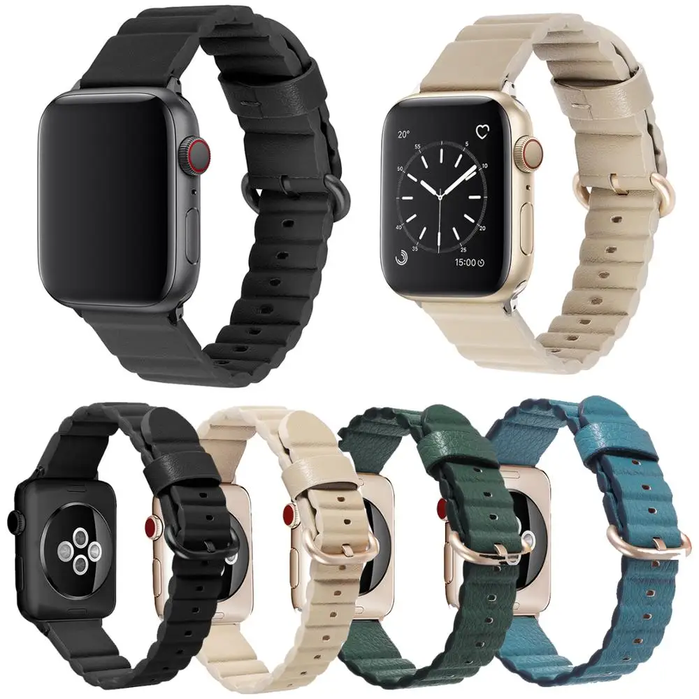 Excellent Genuine leather loop For Apple Watch Band 42MM 38MM 40mm 44mm for iWatch Strap 1 2 3 4 5 | Наручные часы