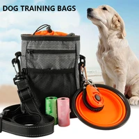 multi function dog training bag portable pet outdoor treat bags food holder adjustable waist belt garbage bag folding bowl kit