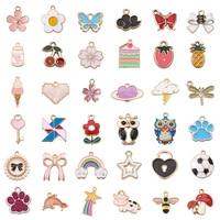1set mix enamel charms cartoon letter heart flower bows animal pendants for bracelet earrings valentines jewelry making