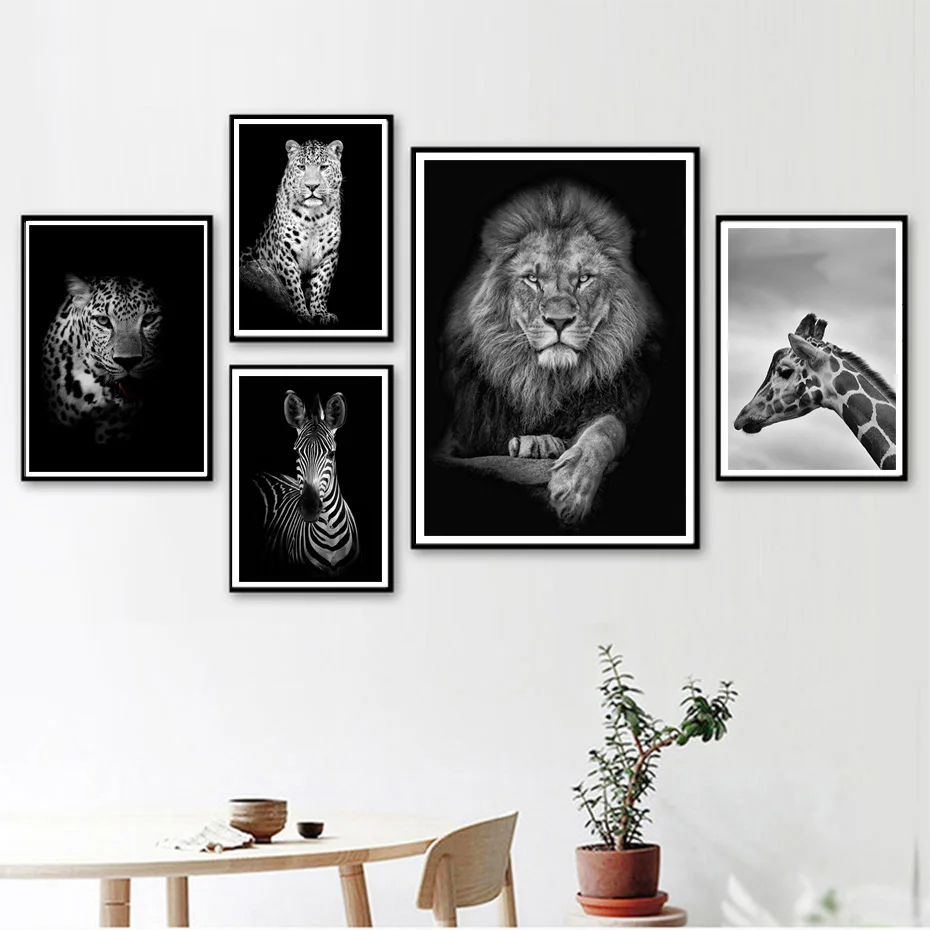 

Black White Lion Zebra Leopard Elephant Tiger Diamond Painting 5D DIY Animal Embroidery Mosaic Cross Stitch Living Room Decor