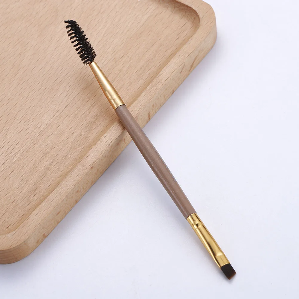 

1 Pcs Brown Double Ended Eyebrow Inclined Flat Angled Brush Eyeliner Eyeshadow Synthetic Hair Eye Brow Makeup Kit Cosmetic Tools