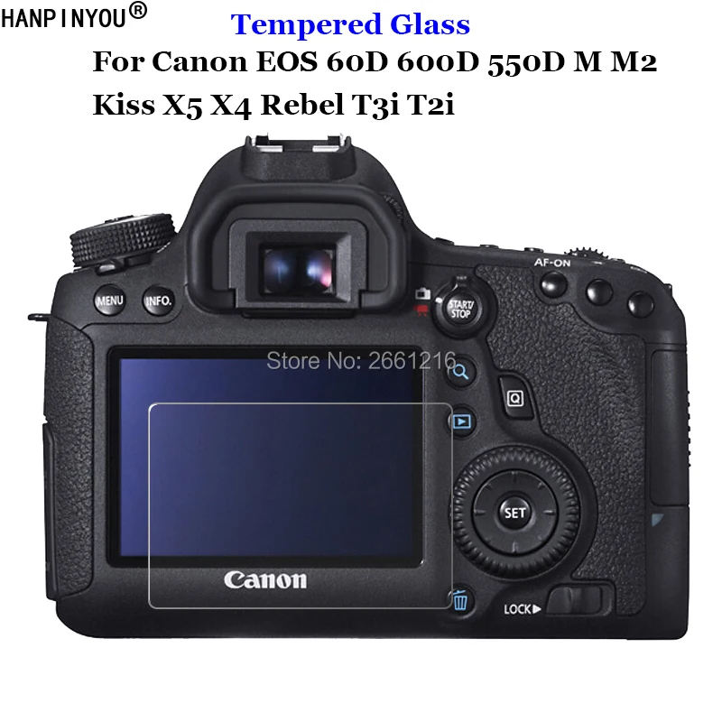 Закаленное стекло 9H 2.5D для камеры Canon EOS 60D 600D 550D M M2 Kiss X5 X4 Rebel T3i T2i Защитная пленка