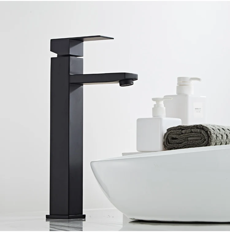 Basin Faucets Black 304 Stainless Steel Bathroom Faucet Tap Single Handle Lavotory Hot and Cold Water Mixer Taps Crane | Обустройство