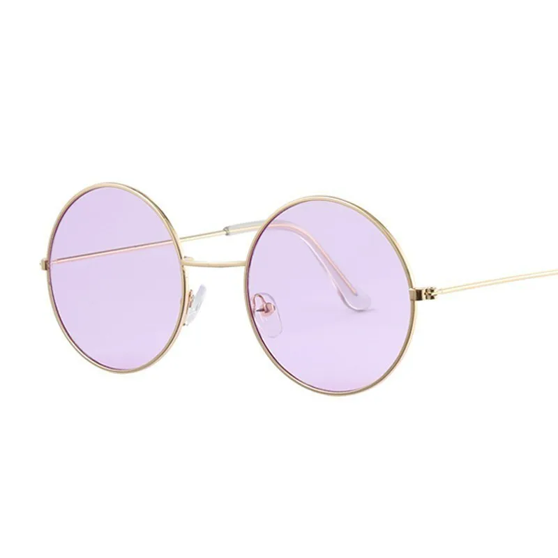 

2021 Retro Round Yellow Purple Sunglasses Women Brand Designer Sun Glasses For Female Male Alloy Mirror Oculos De Sol