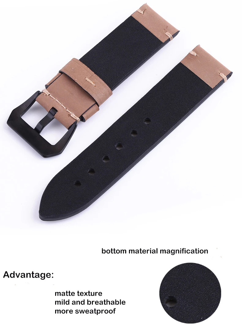 Watchband 20mm Genuine Cow Leather Watch Straps 22mm Black Brown Gray Wear-resistant Swearproof Belt 24mm 26mm Watch Accessories