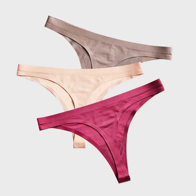 Сексуальные трусики стринги женские бесшовные шелковые трусы со льдом ультра