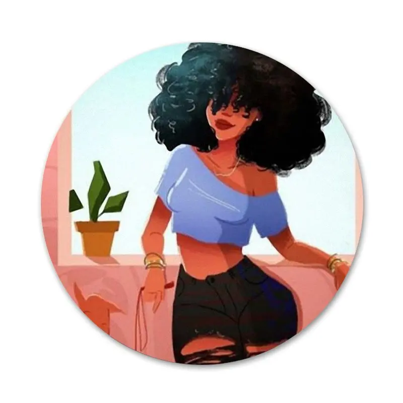 

Beautiful Afro Girls Badge Brooch Pin Accessories For Clothes Backpack Decoration gift