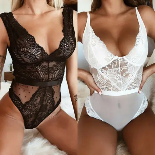 

Women's Sexy Lingerie Fishnet Bodysuit Transparent Fishnet Floral Printing Women's Underwear Erotic Costumes Nightwear Sleepwear
