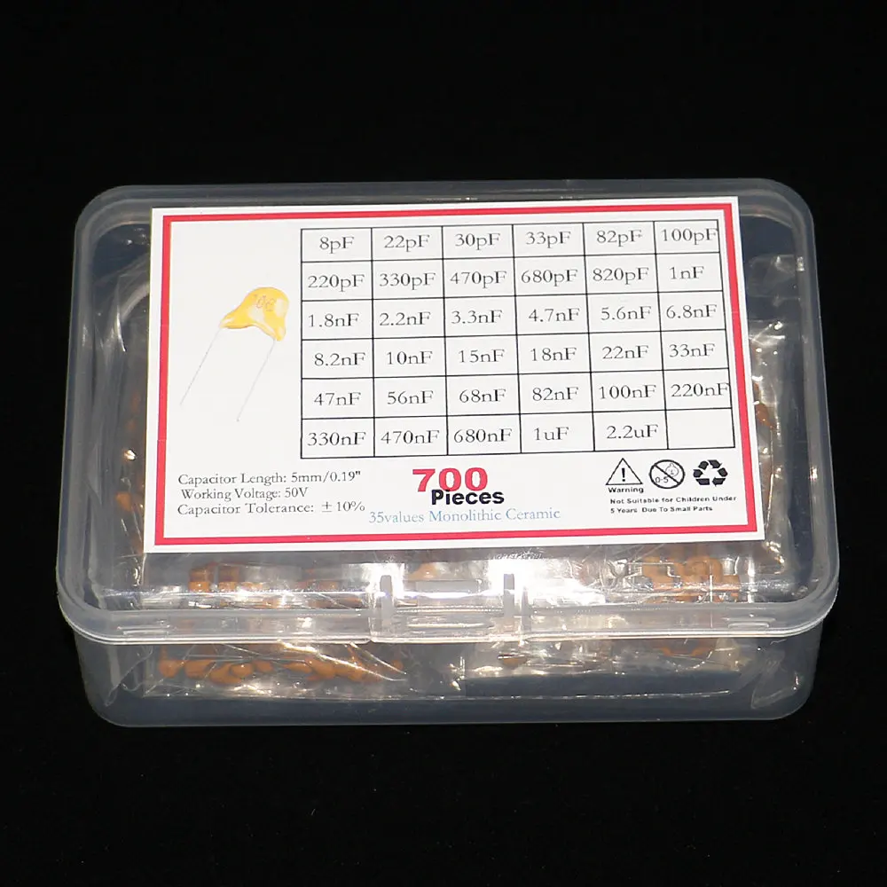 700 шт./кор. Большие размеры 35-значение в каждом 20 шт. 8pF-2.2uF DIP Многослойные Керамика
